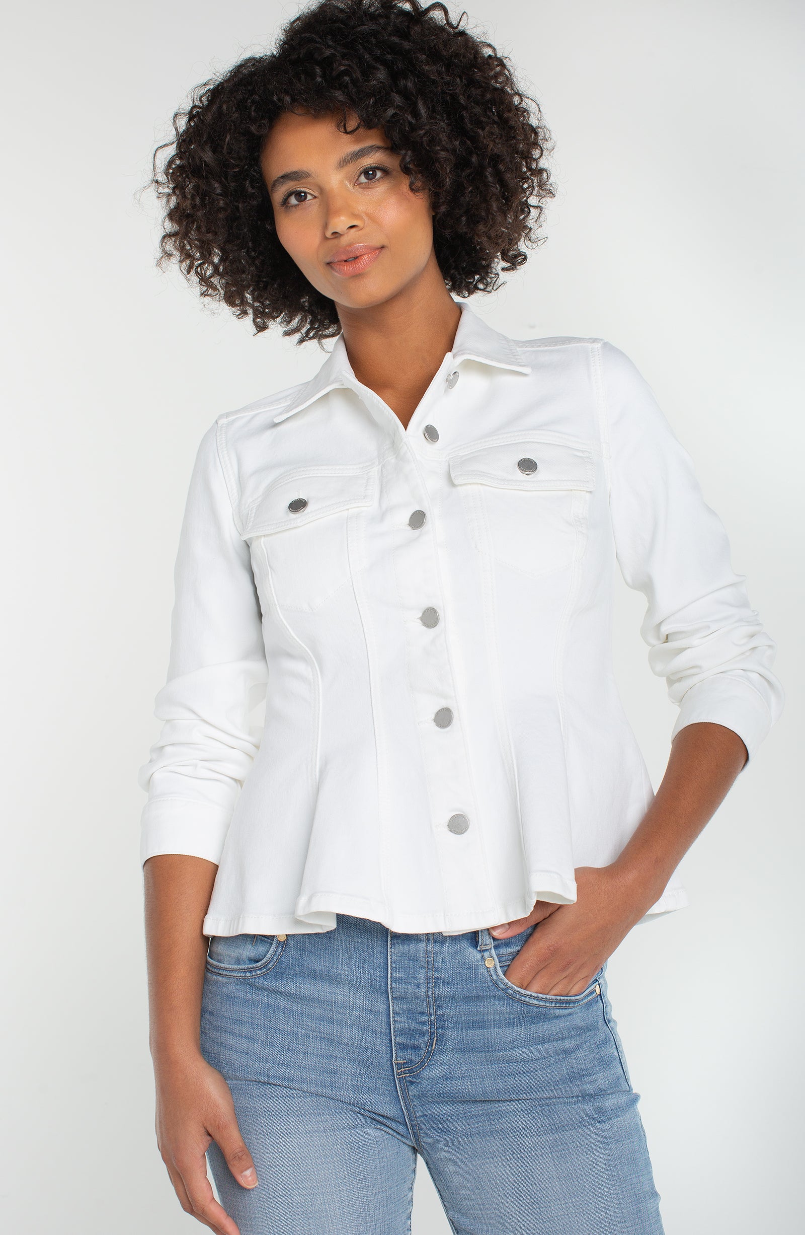 LPLA White Fit & Flare Denim Jacket