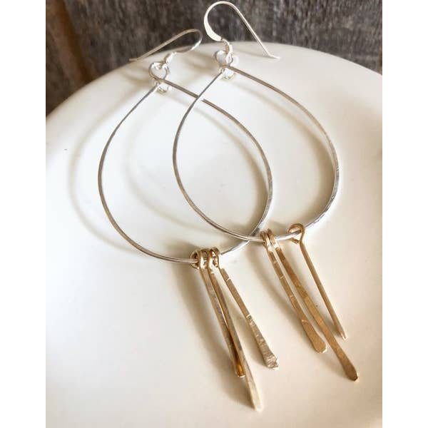 Quinn Teardrop Hoops With Hammered Spikes