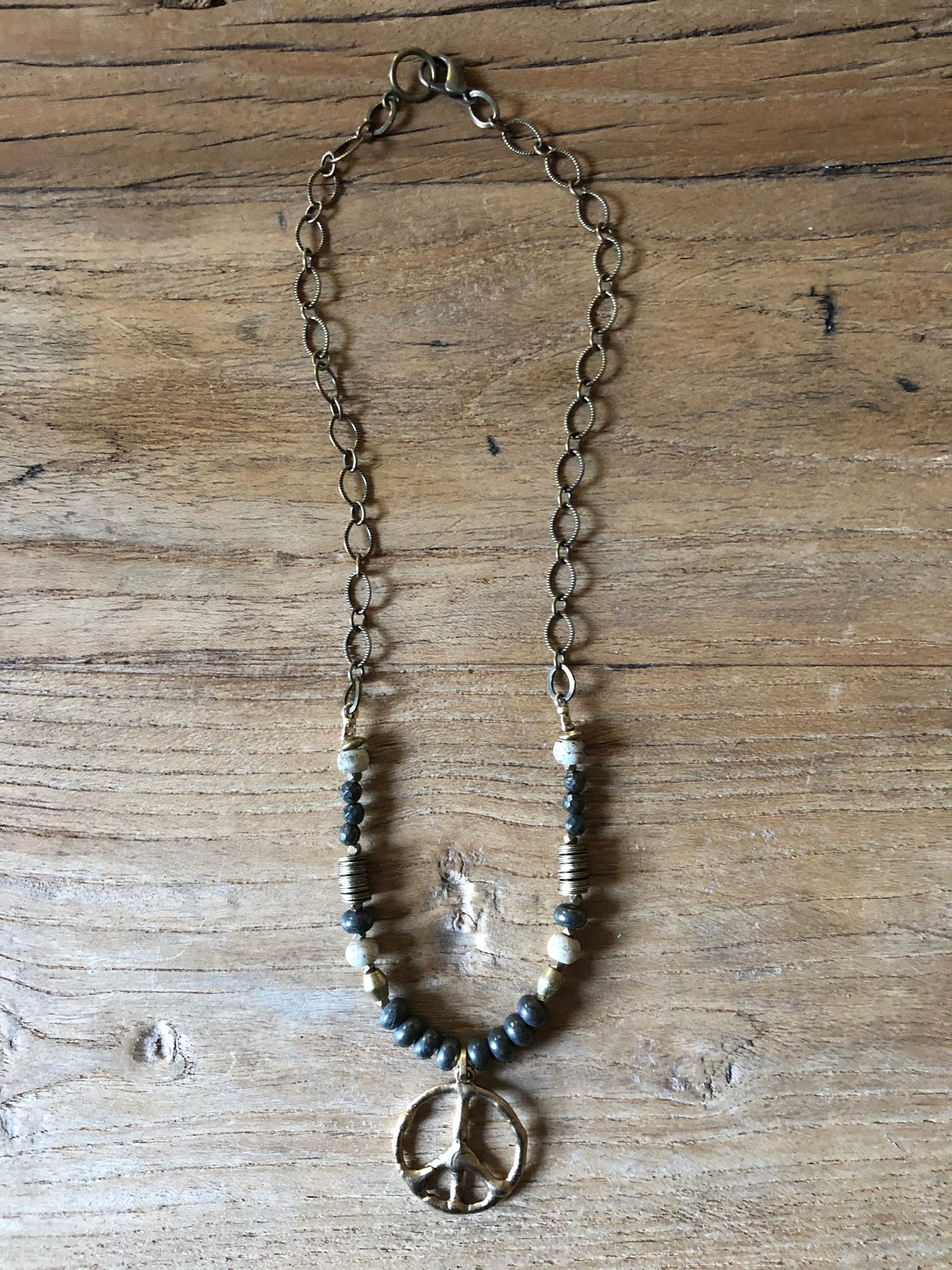 Funky Pyrite Peace Necklace