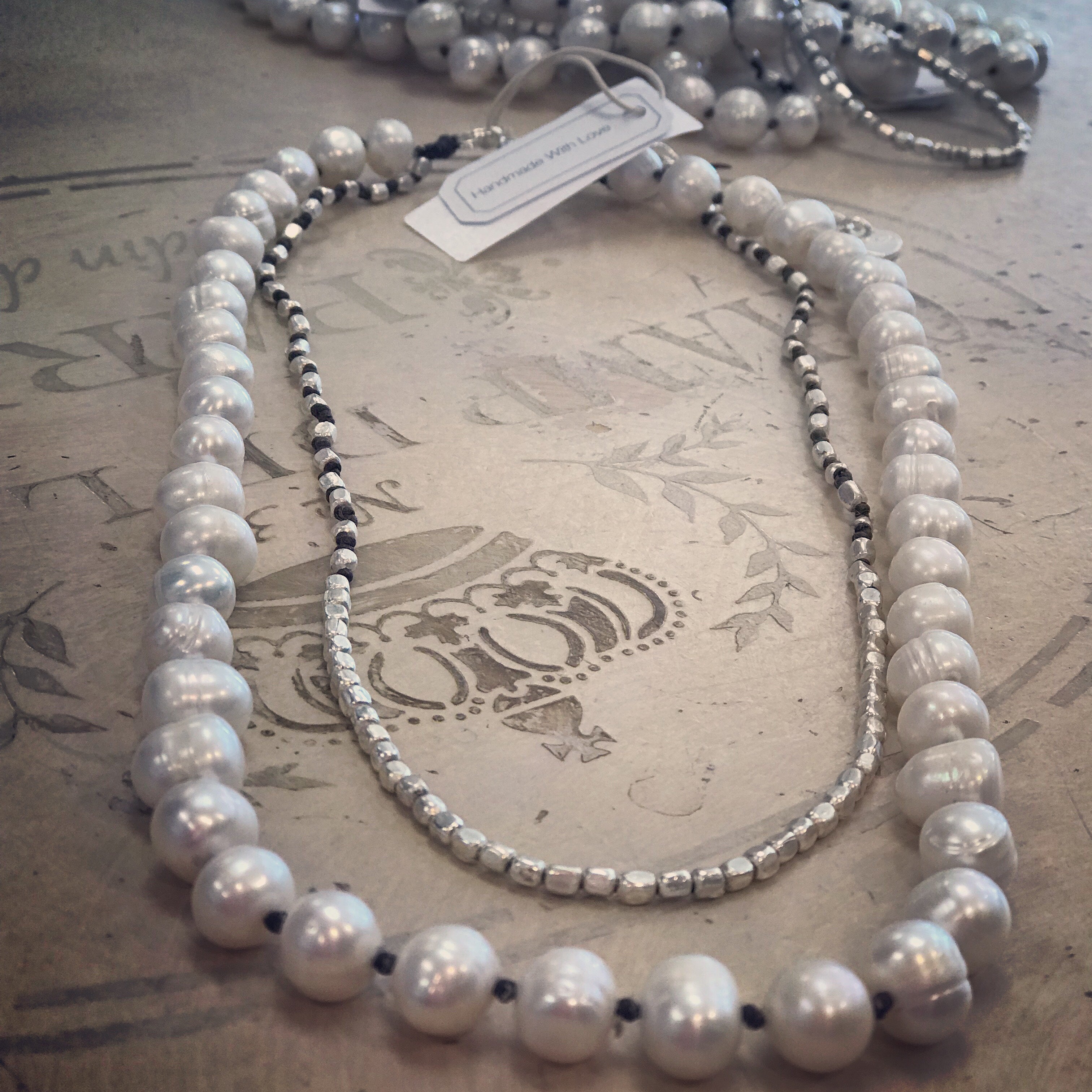 Fresh Water Pearl and Silver bead necklace from Nakamol