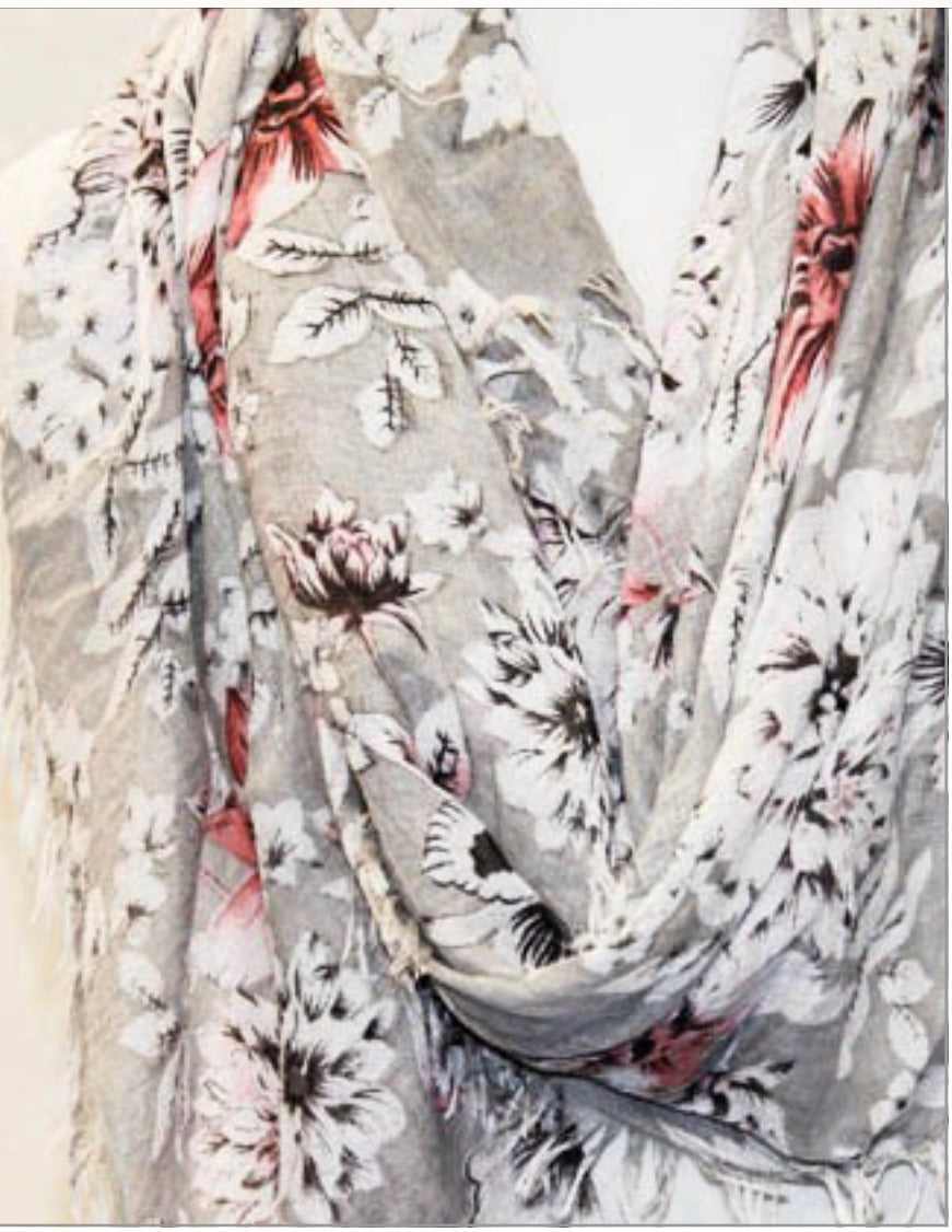 JC Floral cotton scarf