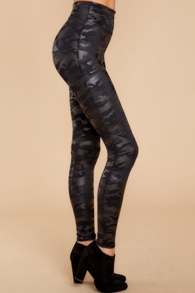 Spanx faux leather camo leggings